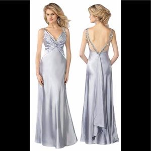 Silver Satin Sweetheart Formal/Prom Gown